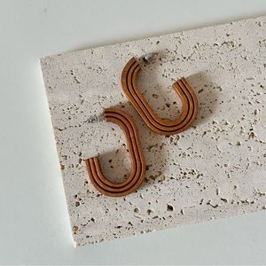 Lightweight Wood C Hoop Earrings